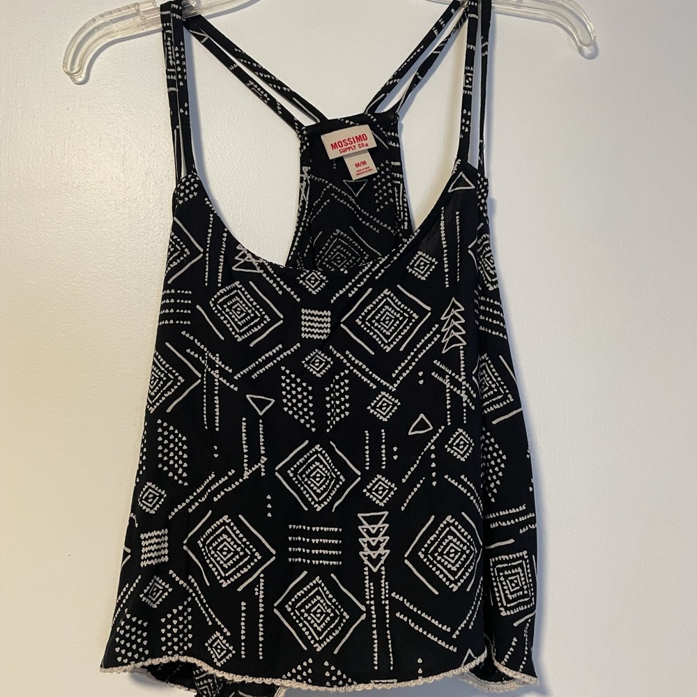 ☀️Black printed crop tank